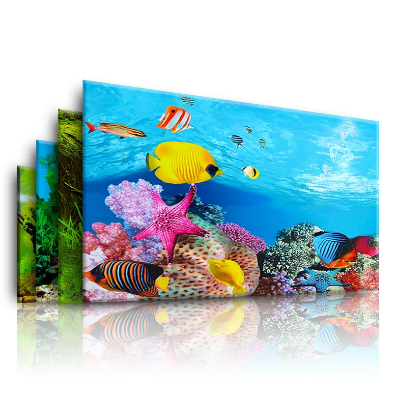 Marine Aquarium All In One - พื้นหลังสําหรับ Aquarium 3d สติกเกอร์โปสเตอร์ถังปลา Aquarium พื้นหลังอุปกรณ์ตกแต่ง