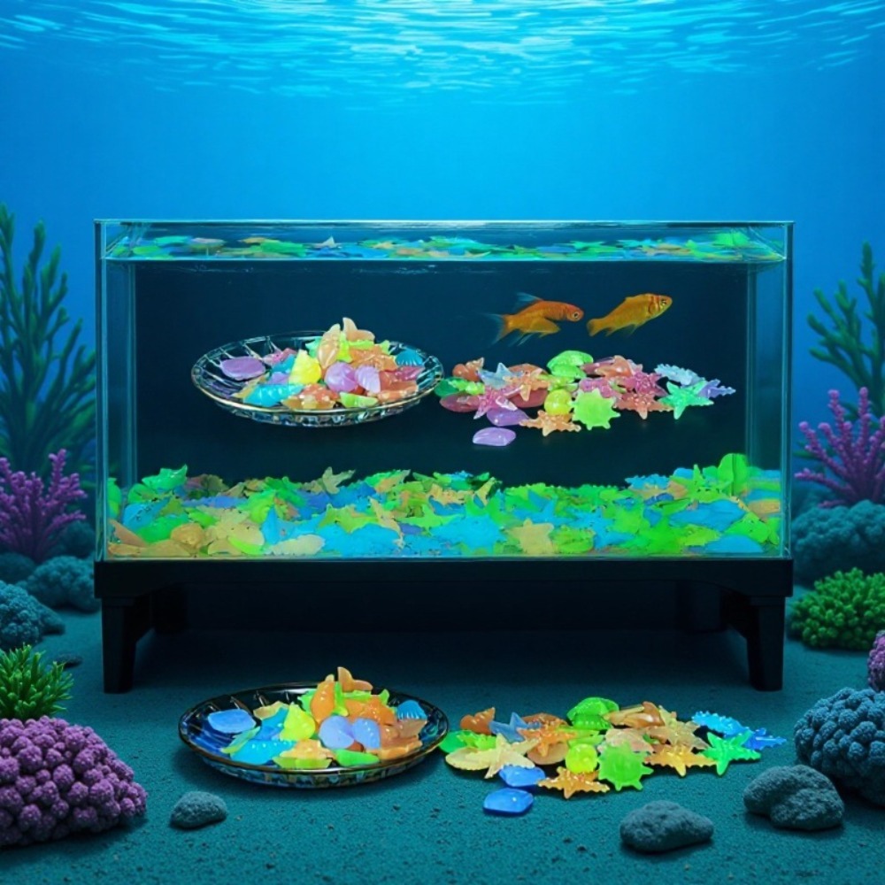 Marine Aquarium Tanks - หินเรืองแสงในทะเล เปลือกหอยเรืองแสง ปลาดาวหลากสีสัน สำหรับตกแต่งตู้ปลา ตกแต่งภูมิทัศน์ ให้แสงสว่างในตู้ปลา