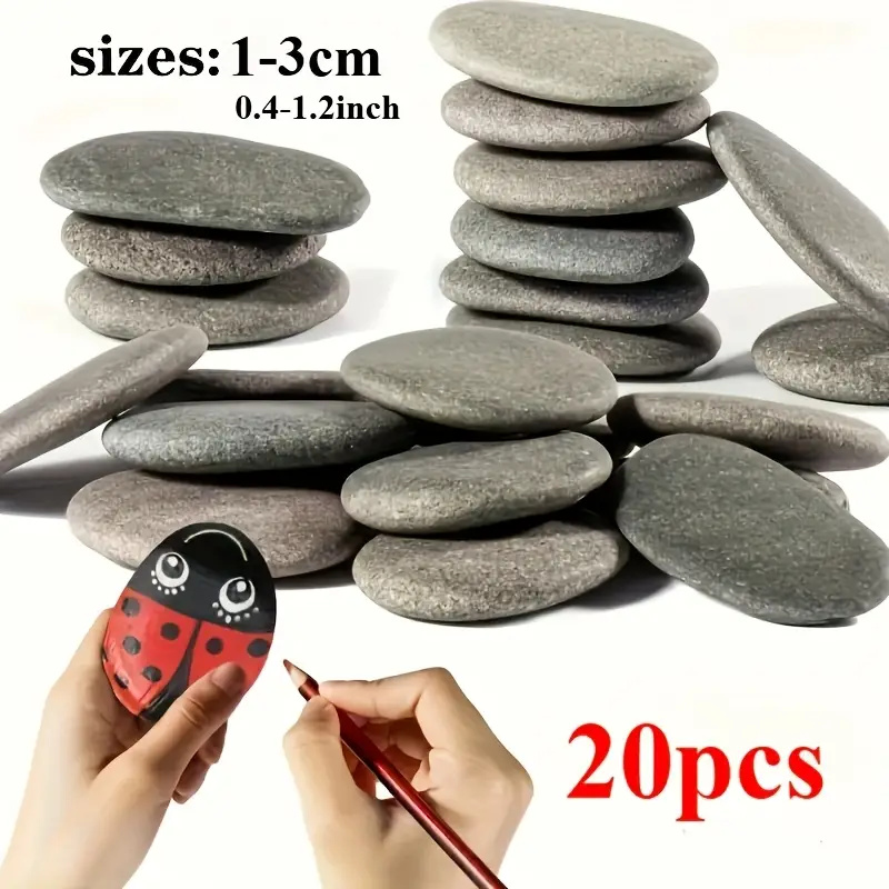 Marine Aquarium Tanks - 20 ชิ้นธรรมชาติ River Rocks Smooth แบนหินสีเทา