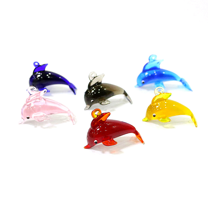 Marine Aquarium Design - น่ารักปลาโลมาเสน่ห์แก้วจี้มินิสัตว์ทะเลตกแต่งสำหรับ DIY เครื่องประดับสร้อยคอสร้อยข้อมือทำอุปกรณ์เสริมหรือตกแต่งพิพิธภัณฑ์สัตว์น้ำ
