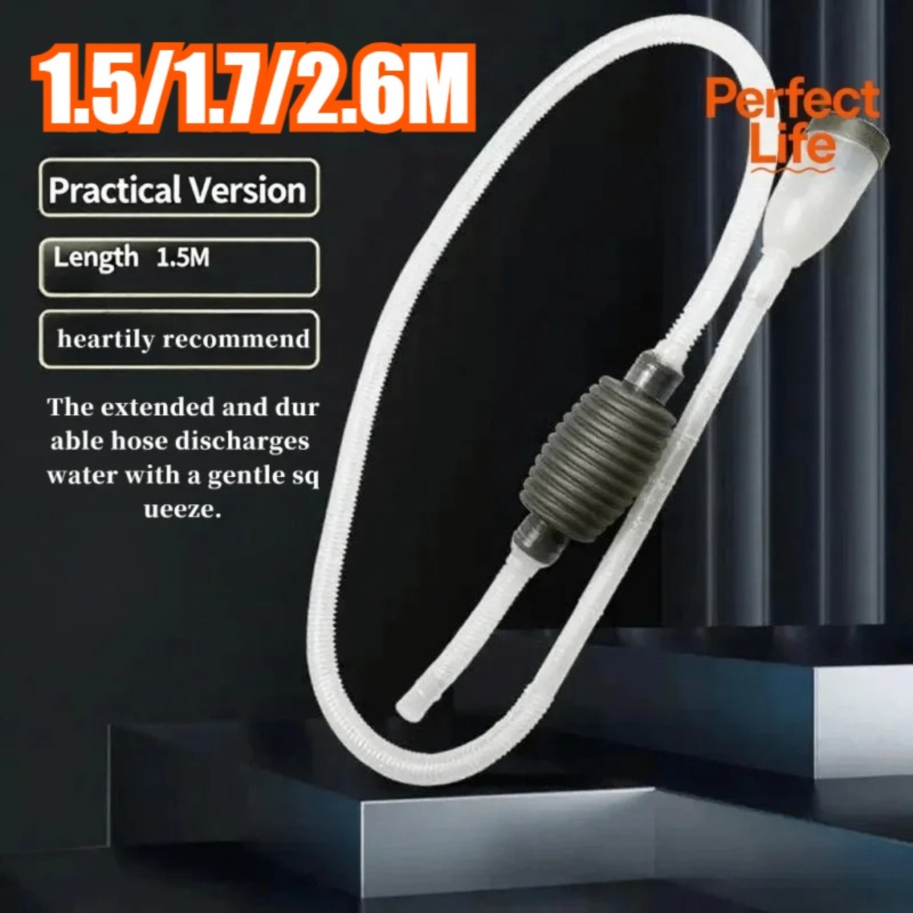 Marine Aquarium Vacuum - เครื่องเปลี่ยนน้ำในตู้ปลาแบบมือถือ ขนาด 1.5/1.7/2.6 เมตร พร้อมปั๊มลมทำความสะอาดตู้ปลา เครื่องดูดน้ำแบบไซฟอน