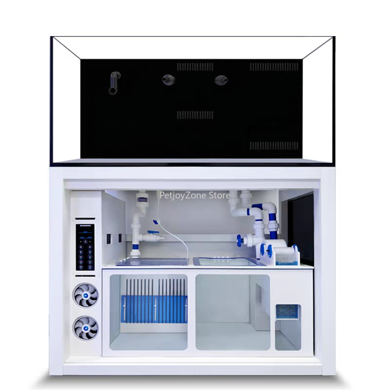 Marine Aquarium All In One - ตู้ปลาทะเลน้ำเค็มกระจกใสพิเศษพร้อมตู้กรองด้านล่าง - ตู้ปลาสำหรับเลี้ยงปลาปะการังระดับมืออาชีพสำหรับห้องนั่งเล่น